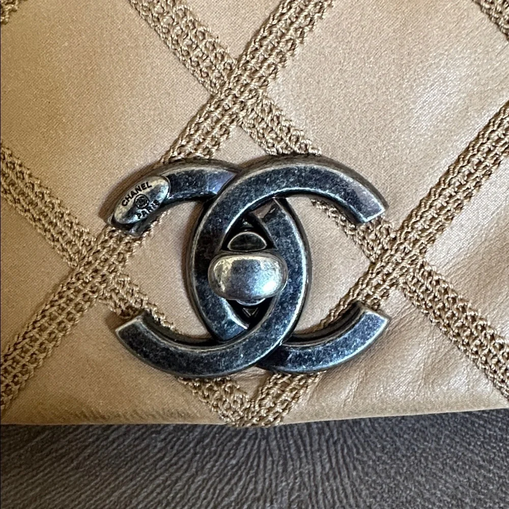 CHANEL Diamond Stitch Flap Leather Shoulder Bag in Tan with Silver Hardware